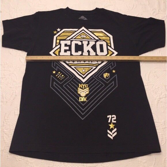 Ecko Unltd. MMA T-shirt Black Gold Men Large 00s Baggy Streetwear Y2K Military - Picture 6 of 7